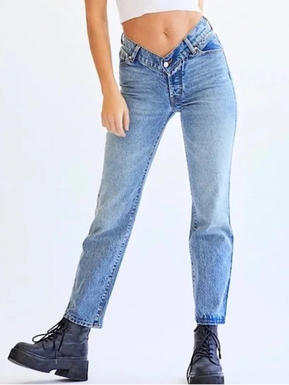 NWT REVICE Viper Barrel Straight High-Rise V-Waist Jeans Festival Petite Denim